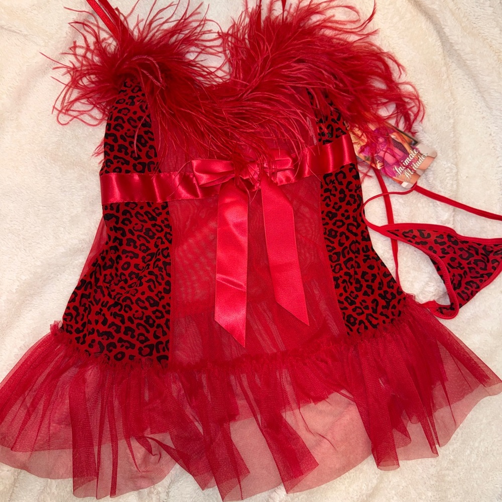 Shirley of Hollywood Red Leopard Print lingerie set